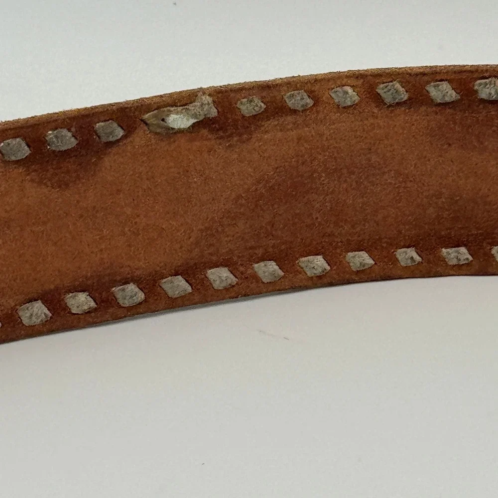 Custom Tooled Leather Belt David Personalized Buckstitch Western Tan Brown‎